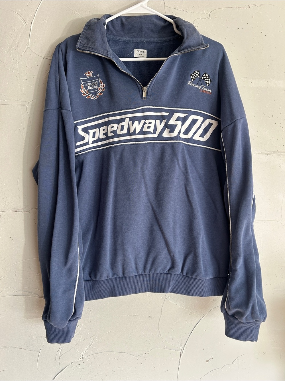 Cotton On Navy Speedway 1/4 Zip Pullover Sweatshirt
